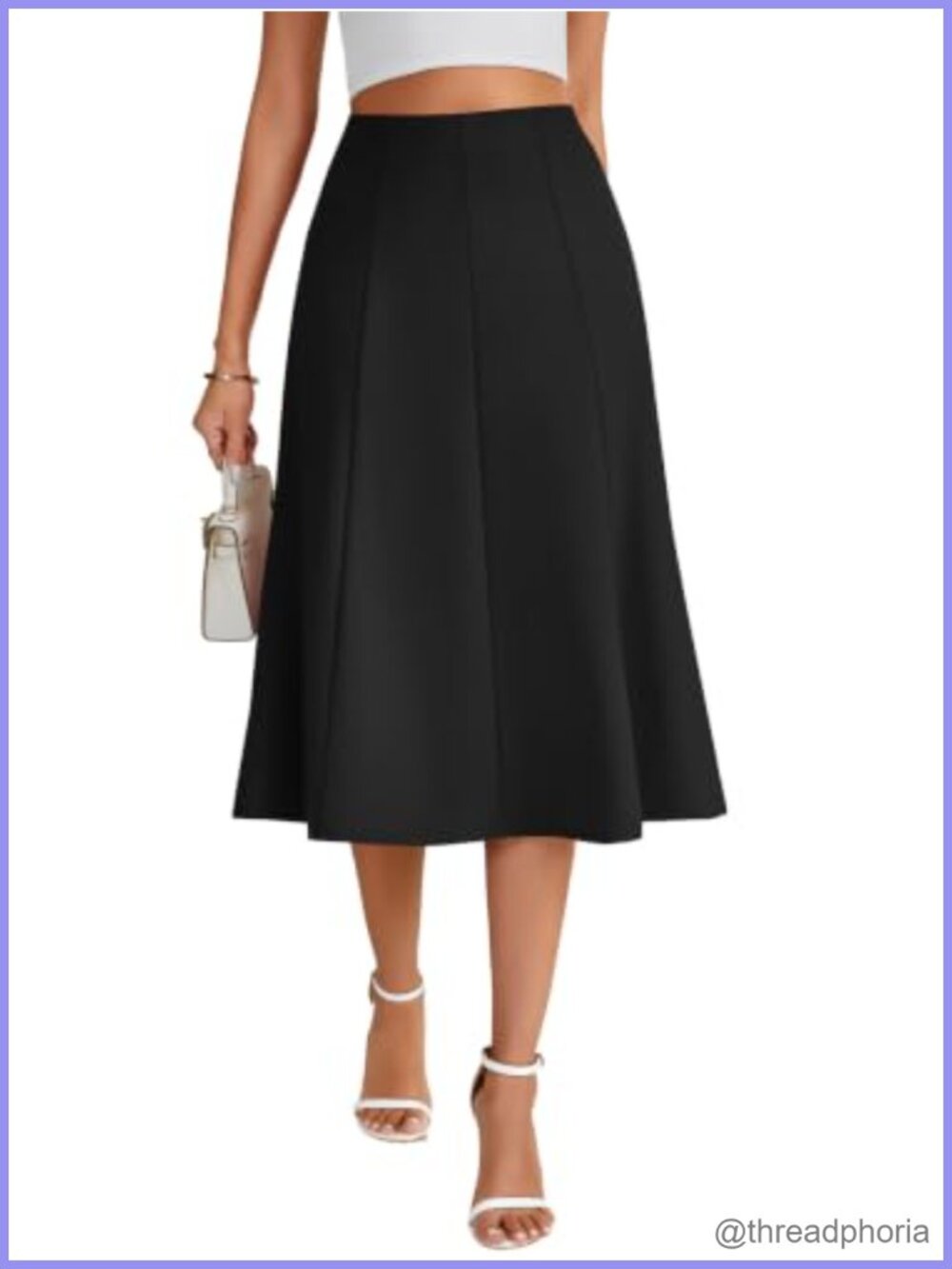 High Waisted Pleated Flowy A Line Midi Skirt Wear to Work